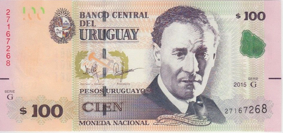 P 95 Uruguay 100 Pesos Year 2015 (Series G)